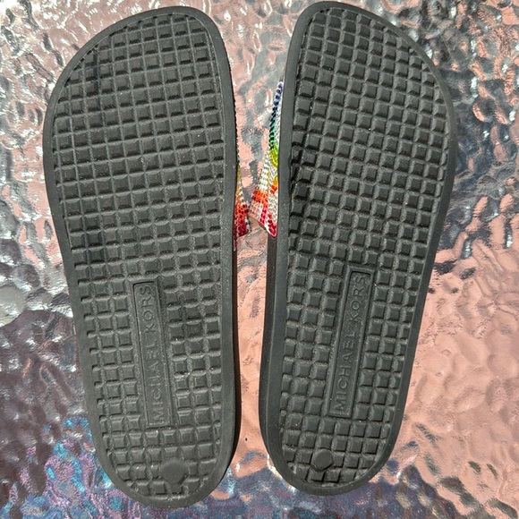 Michael Kors Black Slides with Colorful Rhinestones. Rare find - Picture 6 of 7